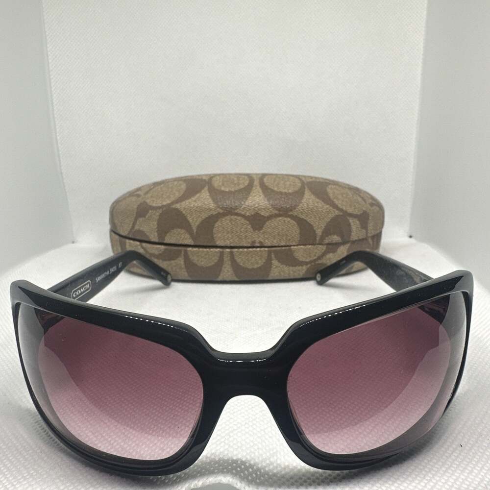 Coach Samantha S425 S91 Womens Sunglasses Oval Oversized Black Pink Brown Lens